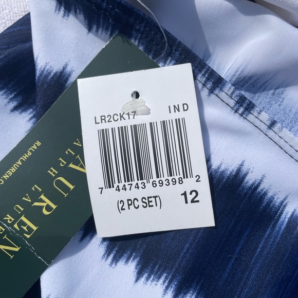 Lauren Ralph Lauren Tie Dye Blue White Stripe Halter Tankini Bathing Suit NWT - Picture 8 of 14